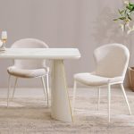 Home Centre Dining Chair Senorita Mild Steel 2 Cushion Dining Chairs | Mild Steel Dining Chairs for Dining Room|(Cream) 1 Year Warranty