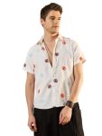 Modeve Men’s Half Sleeve Cotton Blend Regular Fit Shirt – Ideal for Summer- White-M