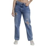 Spykar Women Light Blue Cotton Straight Fit Regular Length Low Distressed Jeans -(Bella)