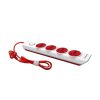 Goldmedal i-Design 4×1 Extension Board | 4 Universal Sockets | Master Switch with LED Indicator | 3 Pin Plug | 2-Meter Extension Cord | Multi Plug for Home Appliances & Office | Red & White