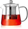 Borosilicate Glass stovetop Kettle with Stainless Steel Infuser teapot to Infuse Tea Coffee Black Tea harbal kadha Tea Pot for Making Green Tea (400 ML Green Tea Kettle)