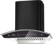 AGARO Elite 60 cm 1200 m3/hr Auto-Clean curved glass Kitchen Hood Auto Clean Wall Mounted Black 1200 CMH Chimney