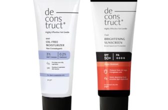 Deconstruct Hydration & Brightening Combo: Oil-Free Moisturizer & Brightening Sunscreen SPF 50+ | Get Glowing Skin with Sun Protection| Moisturizer For Oily Skin| No White Cast & Lightweight | Pack of 2