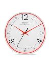 French Connection Plastic Elegant Decorative White Analog Wall Clock with Red Rim – Size 12 Inches – Fcwc04-A