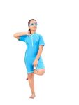 Aarika Girls Sports Wear Sky Blue Colour Solid Nylon Swim Suit (4-15 Years)-(SW-SHM-AB-603)