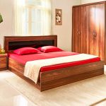 HomeTown Archer Engineered Wood Box Storage Queen Size Bed in Walnut Colour