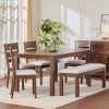 Home Centre Montoya Solid Wood 6-Seater Dining Set with 4 Chairs & Bench – Brown | 1 Year Warranty