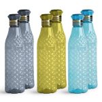 HW Kitchen Plastic Water Bottle I Water Bottle 1 Ltr | Ideal For Kitchen Home Office Travel Small Fridge For Room Gym| Unbreakable & Leak Proof I BPA Free | Set Of 6 Water Bottles, Assorted