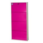 DELITE KOM Metal Shoe Rack for Home | 24 Inches Wide 4 Shelf | Metal Shoe Cabinet for Home with Lock | Wall Mount | Space Saving Chappal Sandal Shoe Organizer Stand | 100% Powder Coated Color | DIY