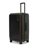 MOKOBARA The Access Trunk Expandable Luggage – Black | Unisex Polycarbonate Hardshell Sided Inline Suitcase with Built in TSA Lock Travel Inline Suitcase (Black and Yellow) H-77 cms Large