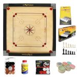 KOXTONS – Carrom Board 32 INCH Full Size with 1.5″ Border & (Super) with STRICKER & Accessories and Vista 11 INCH Chess Conquer Gift Set