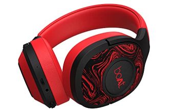 boAt Rockerz 550 Bluetooth Wireless Over Ear Headphones with Mic Upto 20 Hours Playback, 50MM Drivers, Soft Padded Ear Cushions and Physical Noise Isolation (Red)