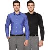 Amazon Brand – Symbol Men’s 100% Cotton Regular Fit Formal Shirt (Pack of 2) Black & Royal 39