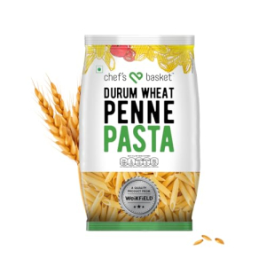 Chef’s Basket Penne Pasta | Made With 100% Durum Wheat Semolina | 100% Suji | No Maida | Rich in Protein & Fibre | 100% Vegetarian | Non-Sticky Healthy Pasta | 500 gm Pouch