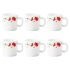 Larah By Borosil Red Carnation Opalware Mug Set (White) – 6 Pieces, 180 Milliliter – 180 Ml